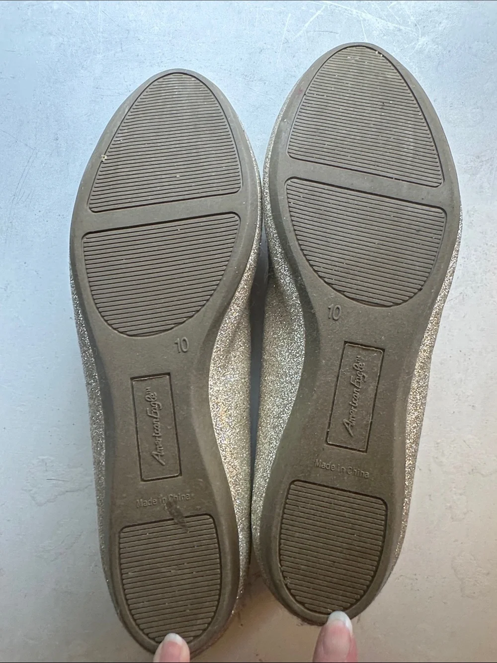 American Eagle Outfitters Gold Glitter Slip-On Ballet Flats size 10
